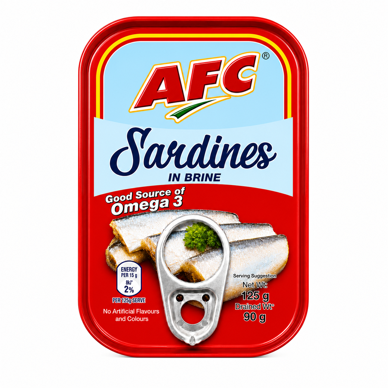 AFC Sardines in Brine package on white background
