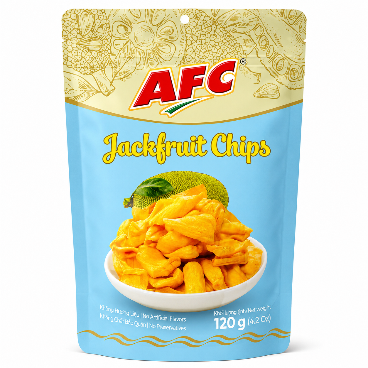 AFC Jackfruit Chips pouch on white background